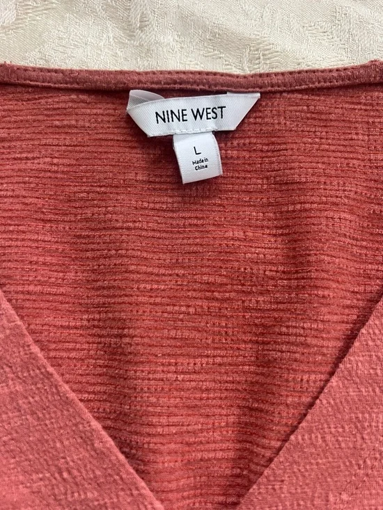 Nine West Rust Dusty Rose Romper Size L Puff Sleeve Elastic Waist Casual Summer - Picture 4 of 10